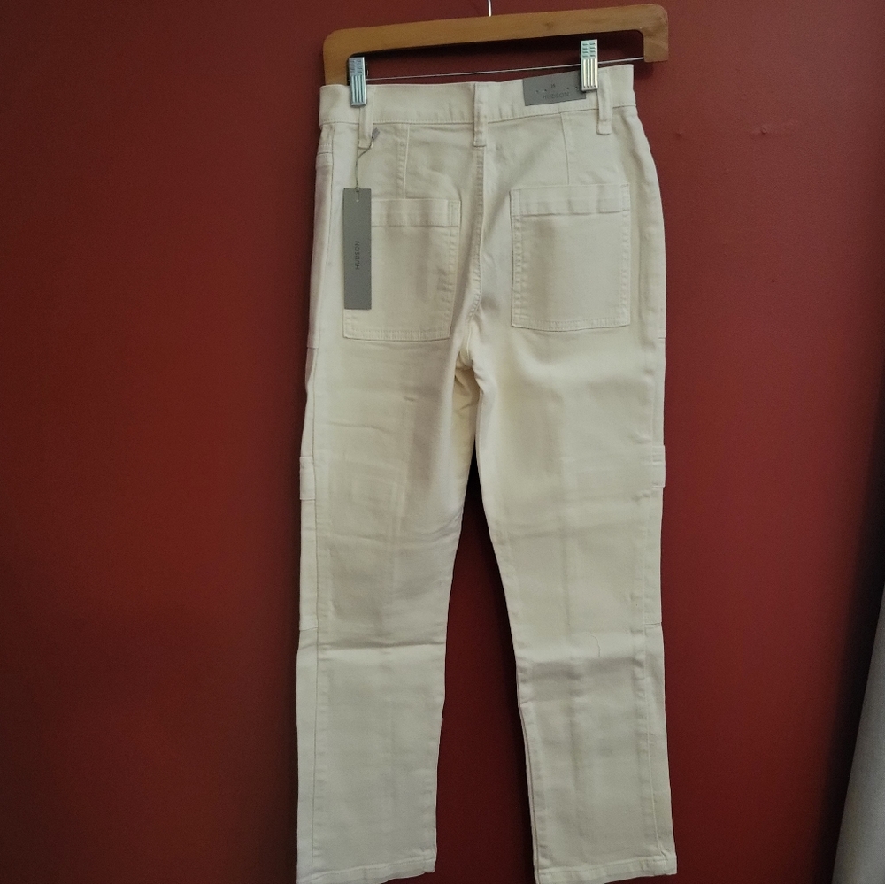 Hudson Utility Cargo jeans denim pants Ecro cream New NWT 25 o 30 high rise crop - Picture 5 of 5